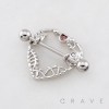 METALLIC HEART-SHAPED FRAMEWORK 316L SURGICAL STEEL NIPPLE RING